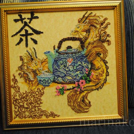 DIY Bead Embroidery Kit "Chinese tea-time" 11.8"x11.8" / 30.0x30.0 cm