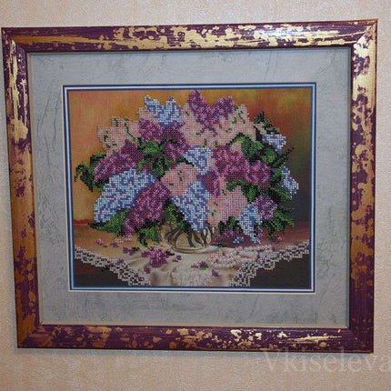 DIY Bead Embroidery Kit "Lilacs" 11.0"x9.4" / 28.0x24.0 cm