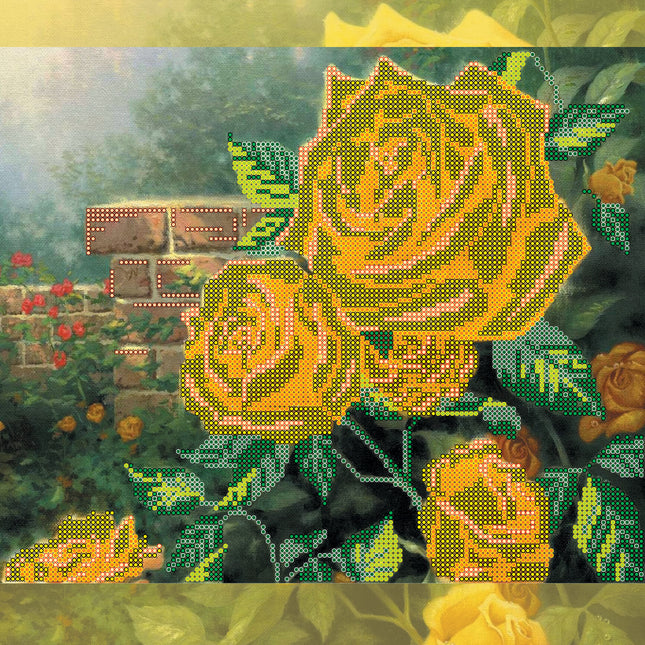Canvas for bead embroidery "Tea Roses" 11.8"x11.8" / 30.0x30.0 cm