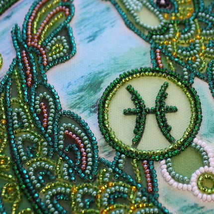 DIY Bead Embroidery Kit "Pisces" 8.7"x8.7" / 22.0x22.0 cm