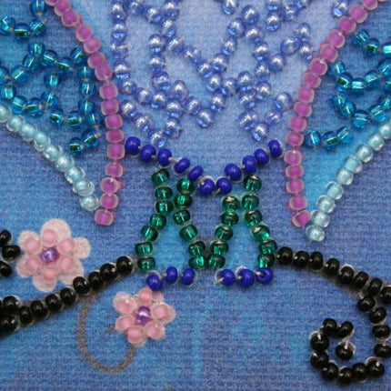 DIY Bead Embroidery Kit "Blue owl"  5.9"x5.9" / 15.0x15.0 cm