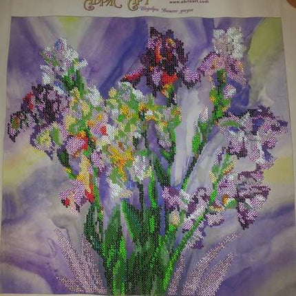 Canvas for bead embroidery "Aquarelle Irises" 11.8"x11.8" / 30.0x30.0 cm