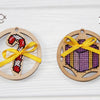 DIY Cross stitch kit on wood "Decoration" D 2.0 in / D 5.0 cm