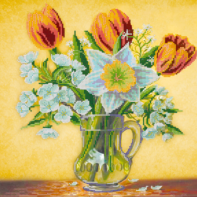 Canvas for bead embroidery "Spring Rhapsody" 11.8"x11.8" / 30.0x30.0 cm