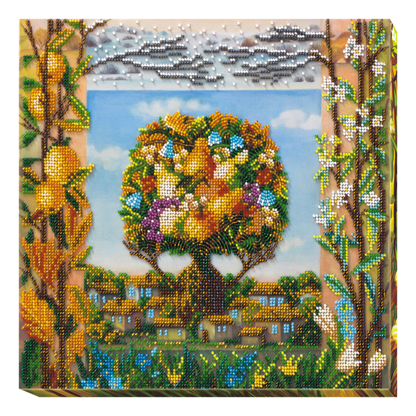 DIY Bead Embroidery Kit "Caravan of seasons" 11.8"x11.8" / 30.0x30.0 cm