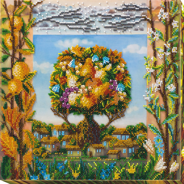 DIY Bead Embroidery Kit "Caravan of seasons" 11.8"x11.8" / 30.0x30.0 cm