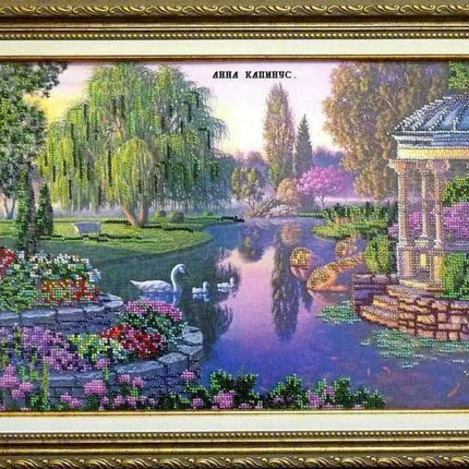DIY Bead Embroidery Kit "By the pond" 31.5"x11.8" / 80.0x30.0 cm