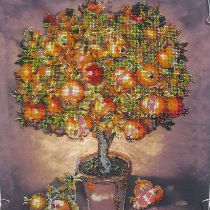 DIY Bead Embroidery Kit "Pomegranate tree" 12.2"x15.4" / 31.0x39.0 cm