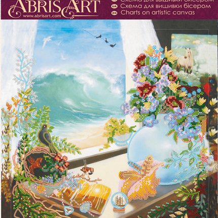 Canvas for bead embroidery "Azure splashes" 11.8"x11.8" / 30.0x30.0 cm