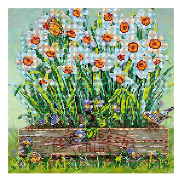 Canvas for bead embroidery "Narcissus" 11.8"x11.8" / 30.0x30.0 cm