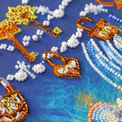 DIY Bead Embroidery Kit "Bluebird of happiness" 16.9"x12.2" / 43.0x31.0 cm