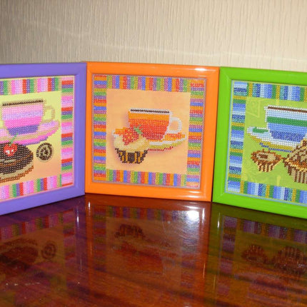 DIY Bead Embroidery Kit "Hot chocolate" 5.5"x5.5" / 14.0x14.0 cm