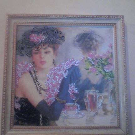 Canvas for bead embroidery "The Parisian Woman" 7.9"x7.9" / 20.0x20.0 cm