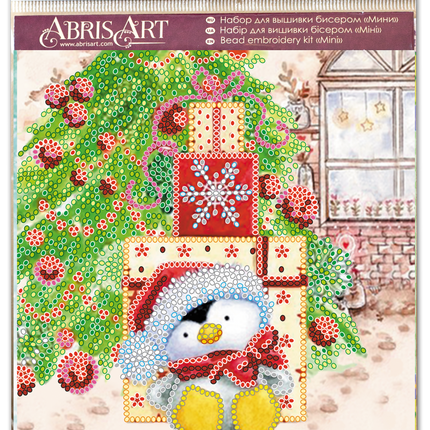 DIY Bead Embroidery Kit "Under the Christmas tree"  5.9"x5.9" / 15.0x15.0 cm