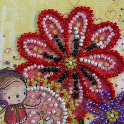 DIY Bead Embroidery Kit "Colored moths"  5.9"x5.9" / 15.0x15.0 cm