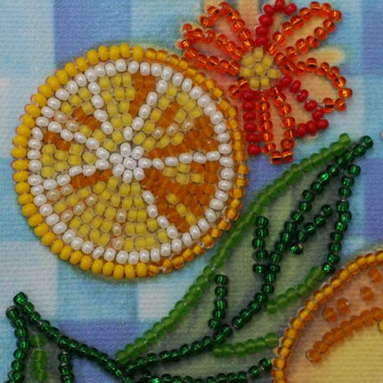 DIY Bead Embroidery Kit "The summer limons"  5.9"x5.9" / 15.0x15.0 cm