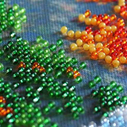 DIY Bead Embroidery Kit "At the waterfall"  5.9"x5.9" / 15.0x15.0 cm