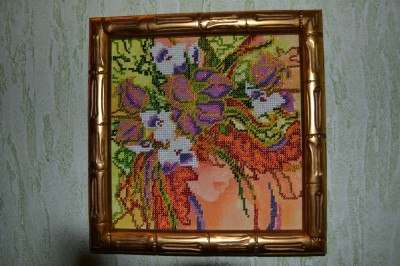 Canvas for bead embroidery "Autumn Girl" 7.9"x7.9" / 20.0x20.0 cm