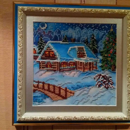 Canvas for bead embroidery "Christmas Eve" 7.9"x7.9" / 20.0x20.0 cm