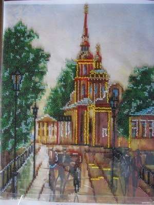 Canvas for bead embroidery "City Symphony" 11.8"x11.8" / 30.0x30.0 cm