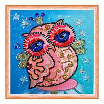 DIY Bead Embroidery Kit "Fairy owl"  5.9"x5.9" / 15.0x15.0 cm