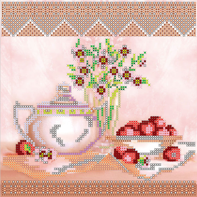 Canvas for bead embroidery "Dessert" 7.9"x7.9" / 20.0x20.0 cm