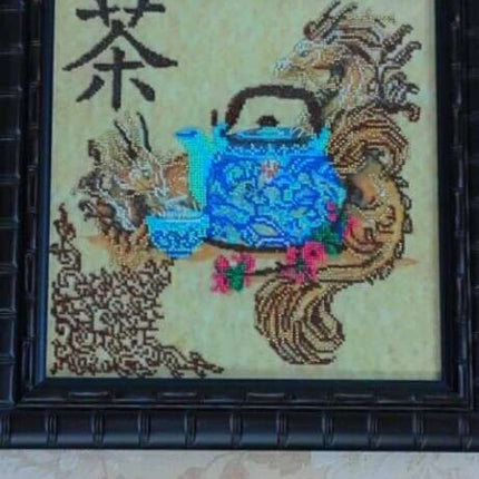 DIY Bead Embroidery Kit "Chinese tea-time" 11.8"x11.8" / 30.0x30.0 cm