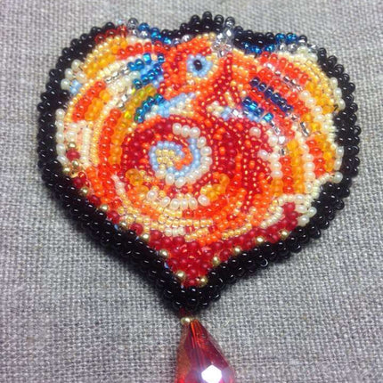 Beadwork kit for creating brooch "The Dragon"