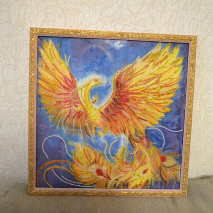 Canvas for bead embroidery "The Firebird" 11.8"x11.8" / 30.0x30.0 cm
