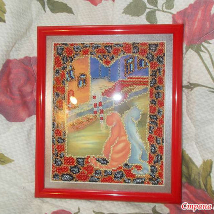 Canvas for bead embroidery "The First Date" 6.1"x7.9" / 15.5x20.0 cm