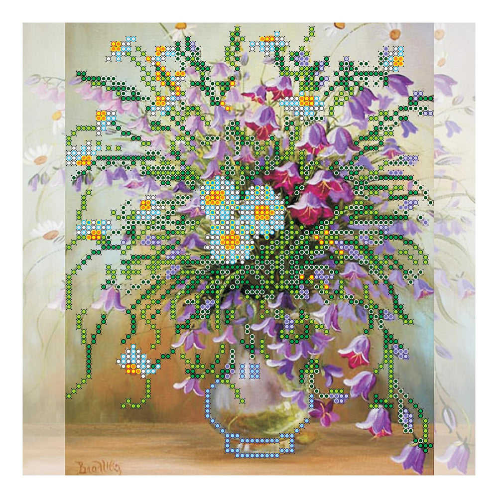 Canvas for bead embroidery "Bluebells" 7.9"x7.9" / 20.0x20.0 cm