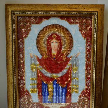 DIY Bead Embroidery Kit "Icon «Protection of the Blessed Virgin»" 7.5"x9.8" / 19.0x25.0 cm