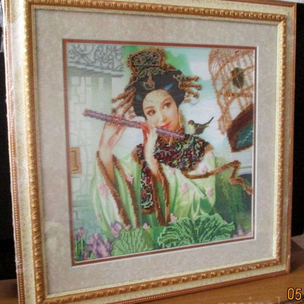DIY Bead Embroidery Kit "Spring Flower" 11.8"x11.8" / 30.0x30.0 cm