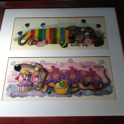 DIY Bead Embroidery Kit "Cute naughty" 14.2"x5.9" / 36.0x15.0 cm