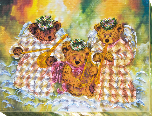 DIY Bead Embroidery Kit "Bears-angels" 11.0"x8.3" / 28.0x21.0 cm