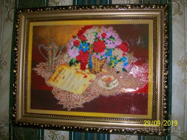 DIY Bead Embroidery Kit "Sonata" 9.8"x7.5" / 25.0x19.0 cm