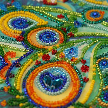 DIY Bead Embroidery Kit "Motley fan" 15.0"x10.2" / 38.0x26.0 cm
