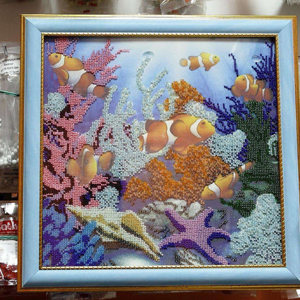 Canvas for bead embroidery "Under the Sea" 11.8"x11.8" / 30.0x30.0 cm