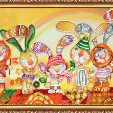 DIY Bead Embroidery Kit "Christmas carol" 20.5"x9.1" / 52.0x23.0 cm