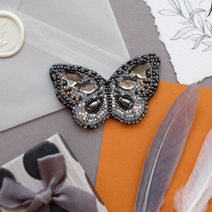 Beadwork kit for creating brooch "Graphite"