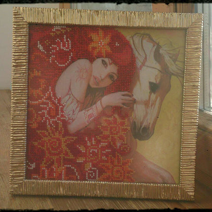 Canvas for bead embroidery "Amazon girl" 7.9"x7.9" / 20.0x20.0 cm