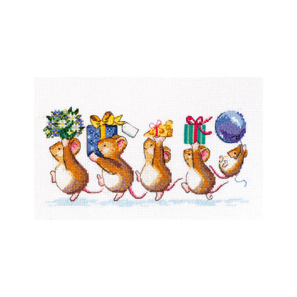 DIY Cross Stitch Kit "We are in a hurry to greet" 11.8"x7.9"