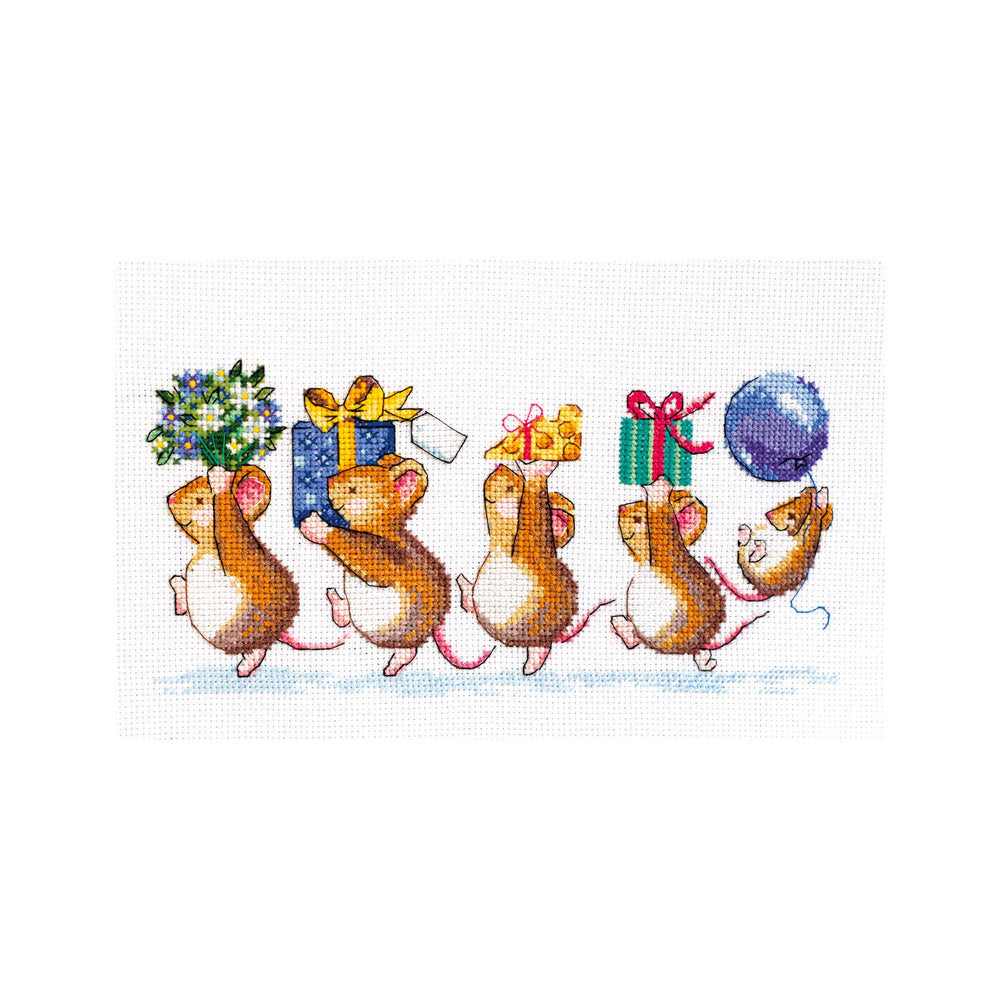 DIY Cross Stitch Kit "We are in a hurry to greet" 11.8"x7.9"