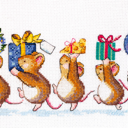 DIY Cross Stitch Kit "We are in a hurry to greet" 11.8"x7.9"
