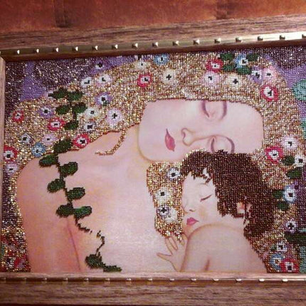 DIY Bead Embroidery Kit "Mother and Child" 14.6"x9.8" / 37.0x25.0 cm