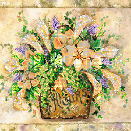 Canvas for bead embroidery "Transparency of watercolors" 11.8"x11.8" / 30.0x30.0 cm