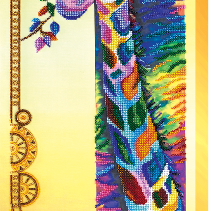 DIY Bead Embroidery Kit "Rainbow giraffe" 9.8"x22.0" / 25.0x56.0 cm