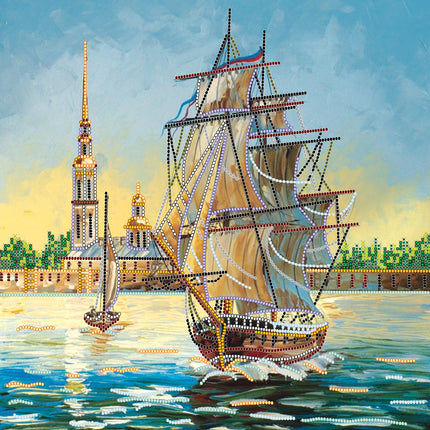 Canvas for bead embroidery "Frigate" 11.8"x11.8" / 30.0x30.0 cm