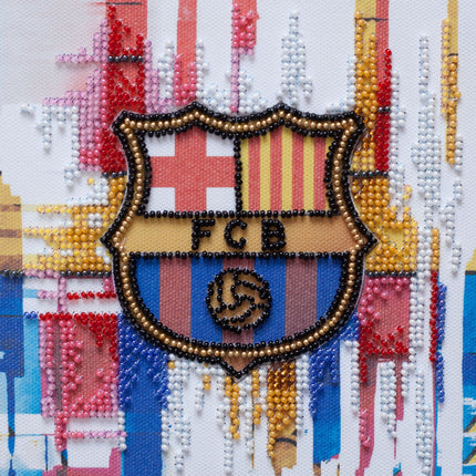 DIY Bead Embroidery Kit "FC Barcelona"  5.9"x5.9" / 15.0x15.0 cm