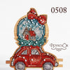 DIY Cross stitch kit on wood "Car" 4.7x3.9 in / 12.0x10.0 cm